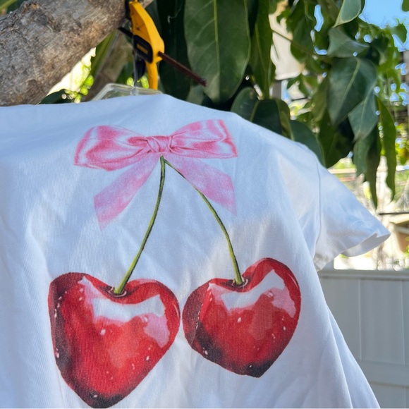 Edikted Cherry Heart Baby Tee Top. - Picture 10 of 12